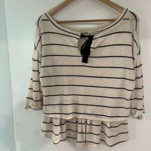 Anthropologie Striped Cream and Black Knit Top